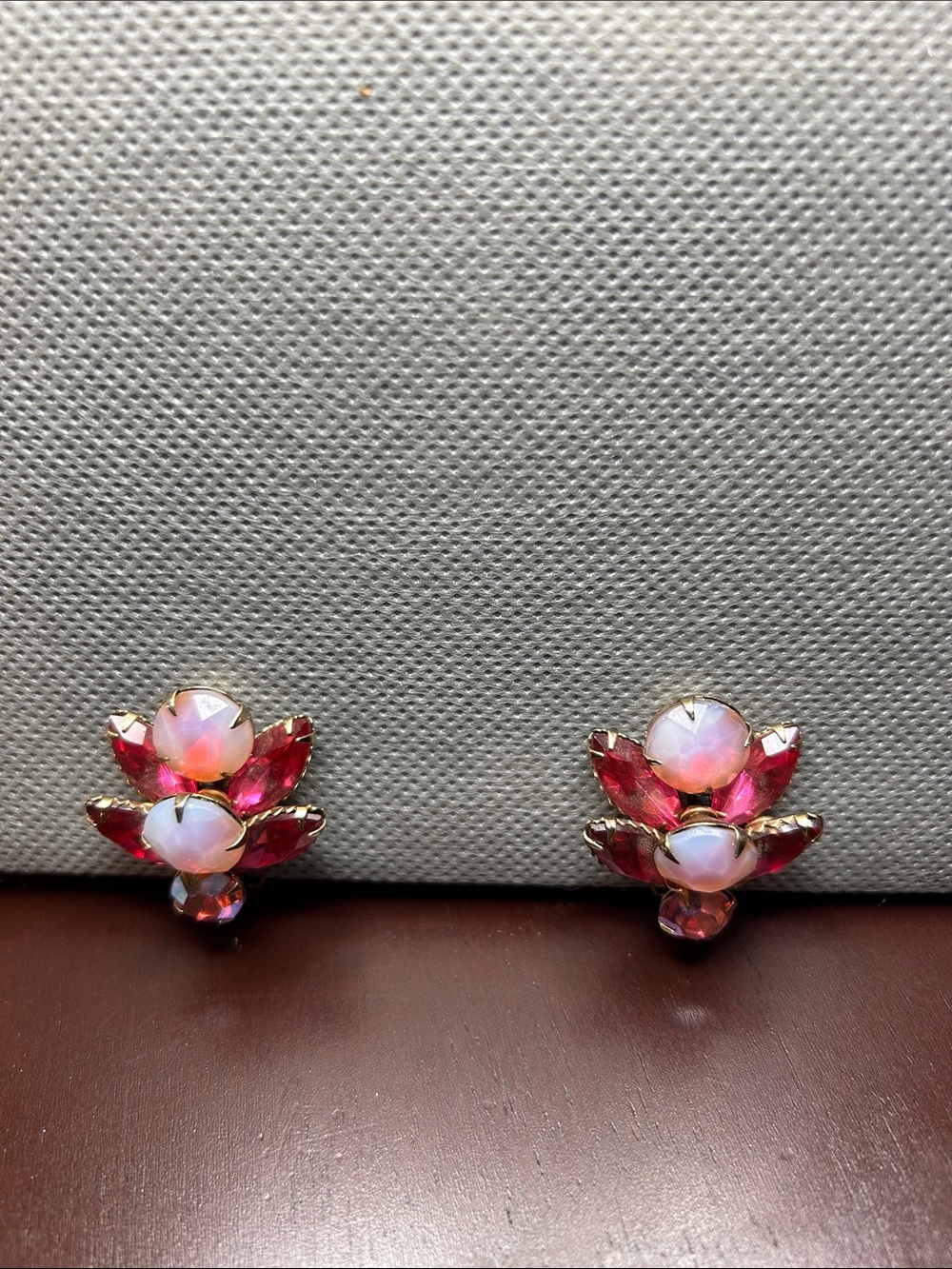 1950's Juliana Pink Rhinestone Earrings Vintage Jewelry